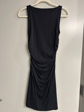 Abercrombie & Fitch Black Ruched Midi Dress
